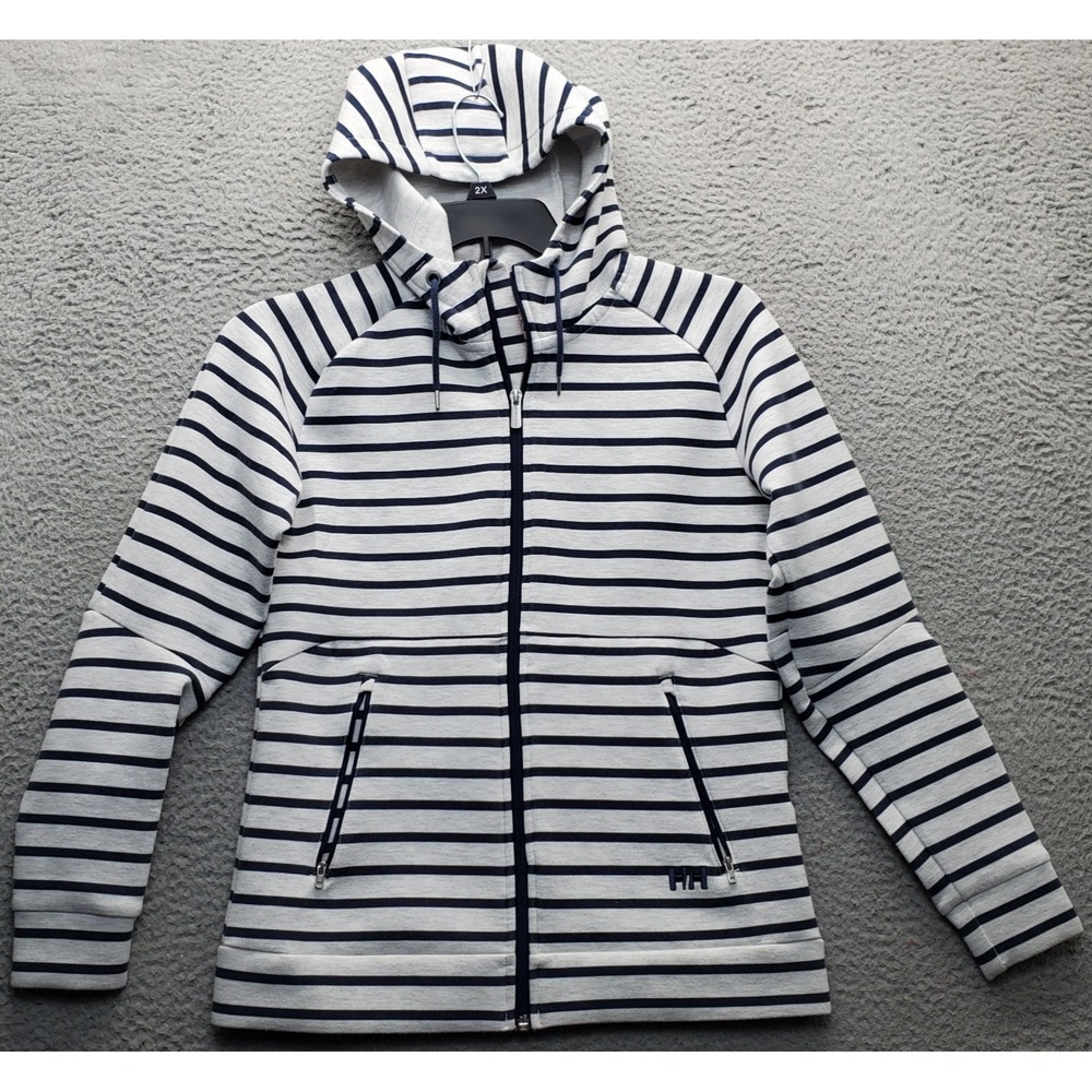 Helly Hansen Hoodie Women's Small Multi Striped Fleece Thick Regatta Full Zip